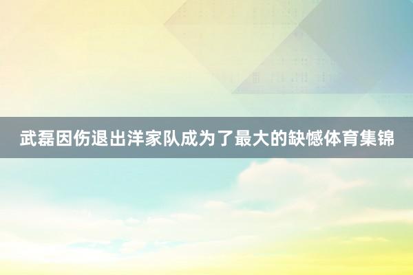 武磊因伤退出洋家队成为了最大的缺憾体育集锦