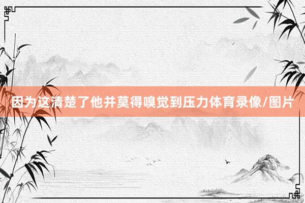 因为这清楚了他并莫得嗅觉到压力体育录像/图片