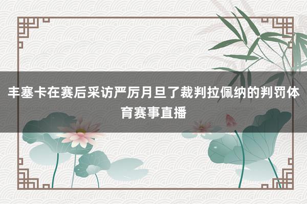 丰塞卡在赛后采访严厉月旦了裁判拉佩纳的判罚体育赛事直播
