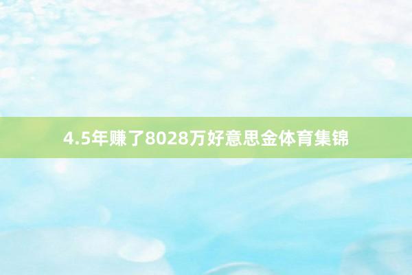 4.5年赚了8028万好意思金体育集锦
