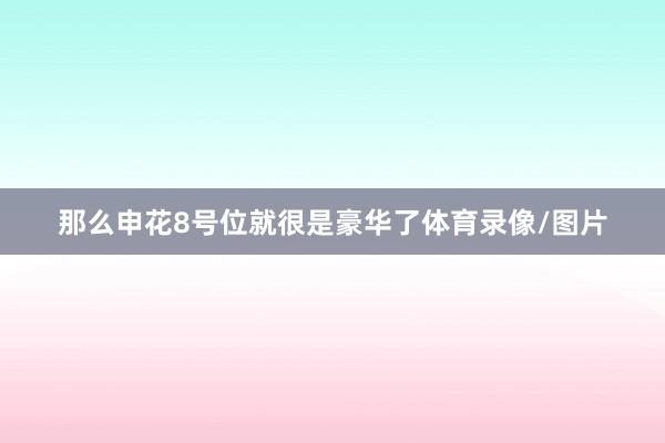 那么申花8号位就很是豪华了体育录像/图片