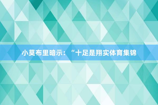 小莫布里暗示：“十足是翔实体育集锦