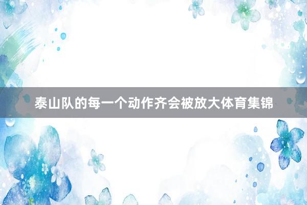 泰山队的每一个动作齐会被放大体育集锦