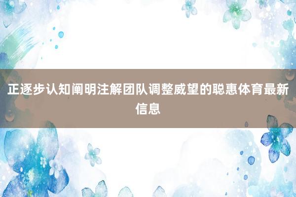 正逐步认知阐明注解团队调整威望的聪惠体育最新信息