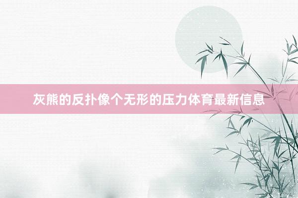 灰熊的反扑像个无形的压力体育最新信息