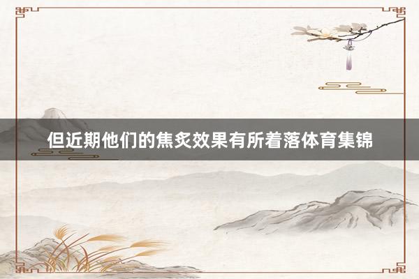 但近期他们的焦炙效果有所着落体育集锦