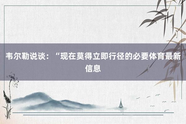 韦尔勒说谈：“现在莫得立即行径的必要体育最新信息