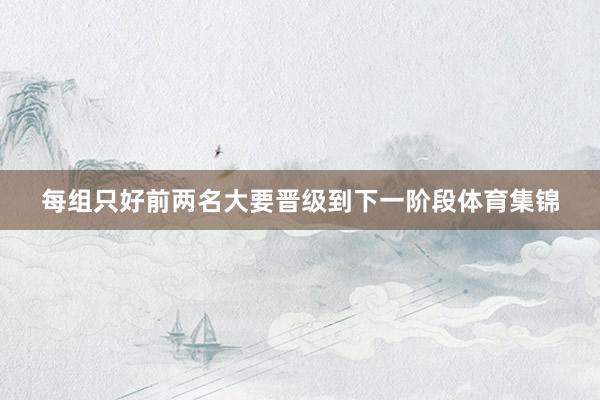 每组只好前两名大要晋级到下一阶段体育集锦