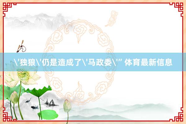 '独狼'仍是造成了'马政委'”体育最新信息
